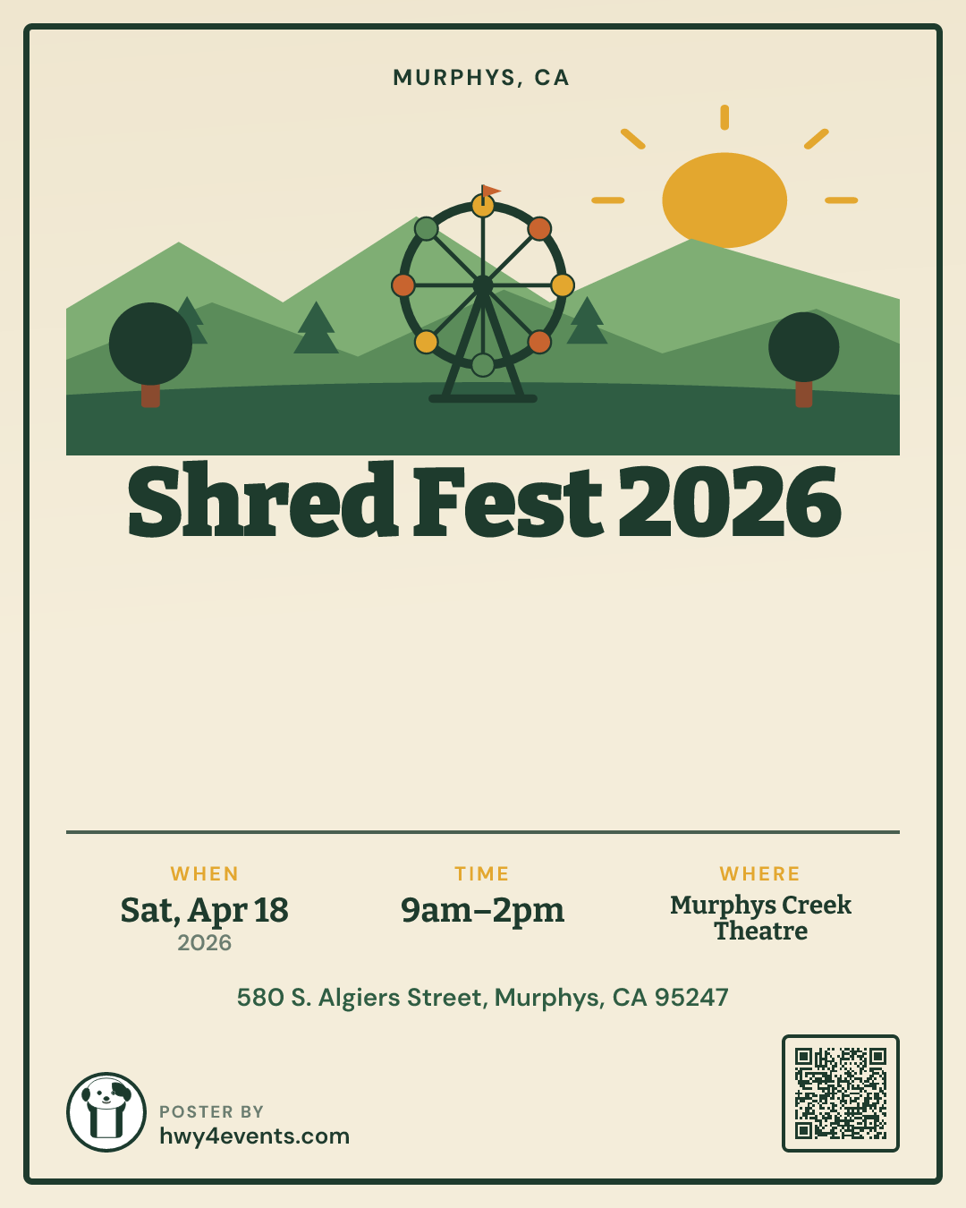 Shred Fest 2026 — April 18, 2026 in Murphys | Hwy 4 Events